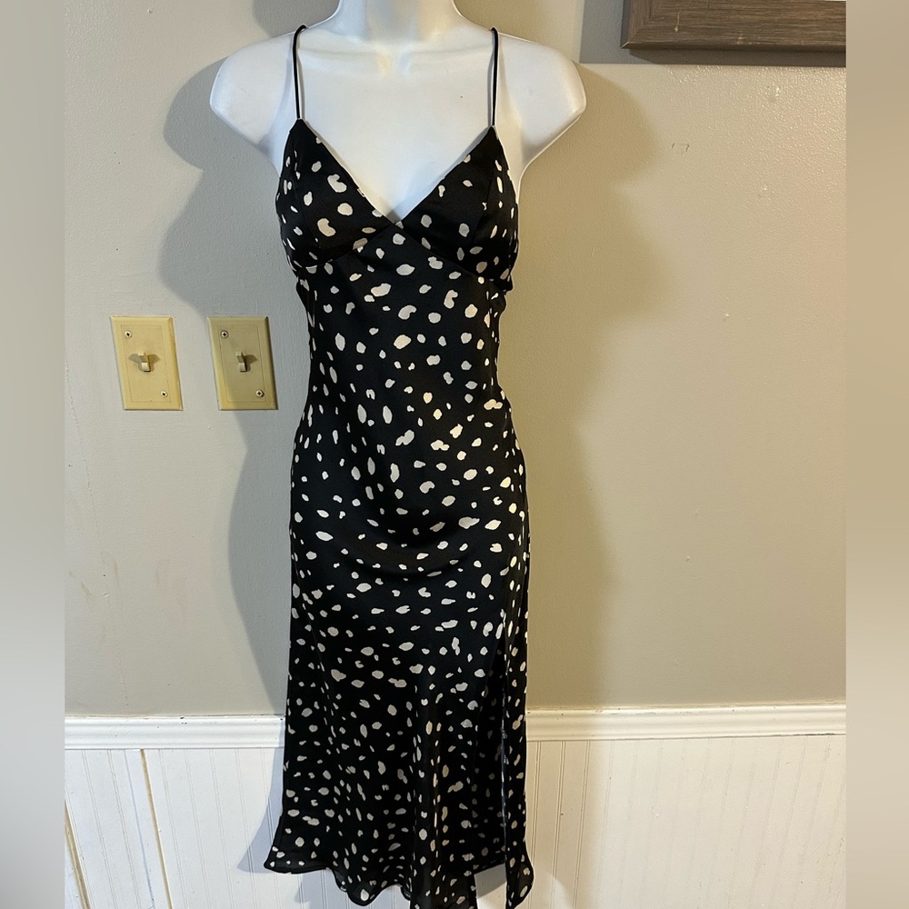 Chic Black and White Spotted Dress
